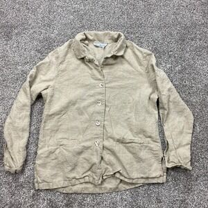 DAVID BROOKS shirt womens L Button up jacket Linen‎ Minimalist resort Lagenlook